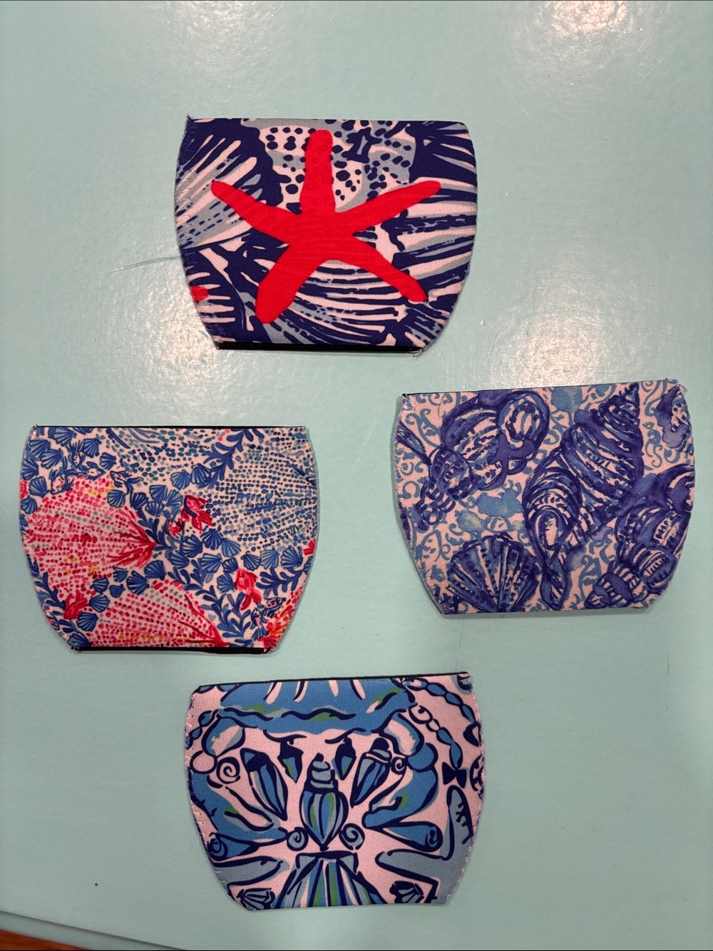 LP inspired Coastal Pattern wine Sleeves Set - Blue, Pink, Red